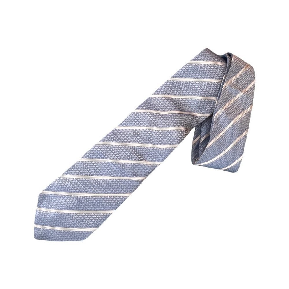 Yves Saint Laurent silk blue white stripes tie